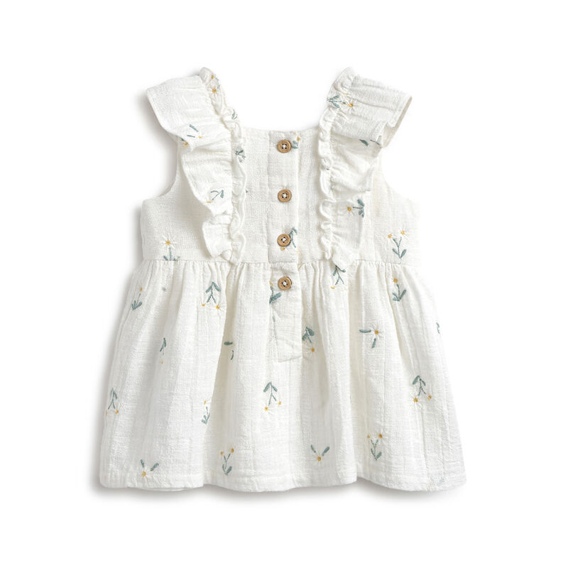 Girls White Printed Sleeveless Dress image number 1